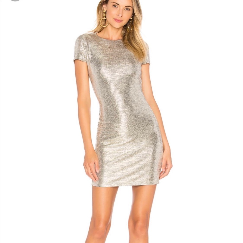 Alice + Olivia Deloris silver body-con mini Homecoming dress